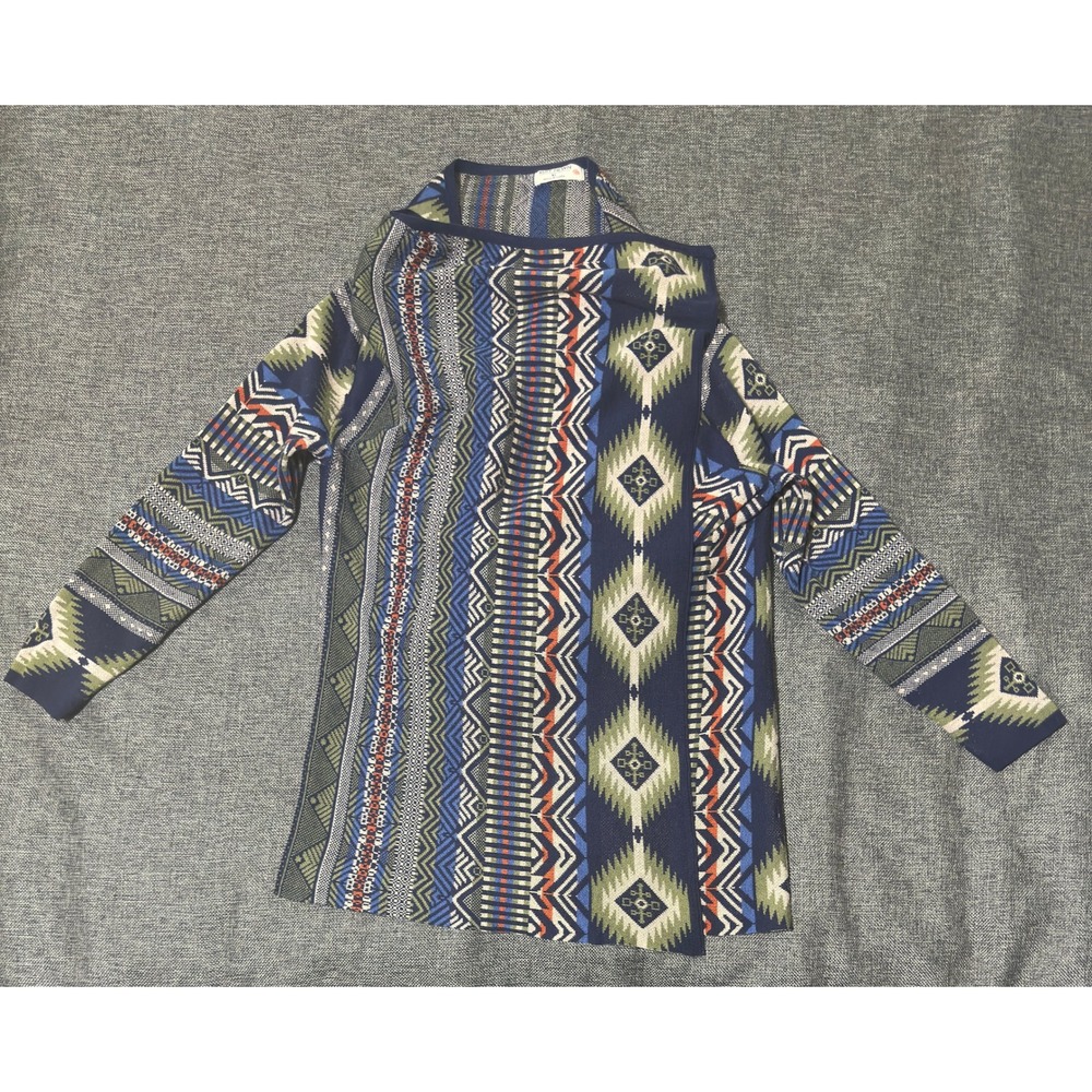 Ruff Hewn Womens XL Cardigan Sweater Southwestern Aztec Knit Navy Blue